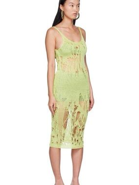 Paloma Wool Atals Open-Knit Distressed Midi Dress